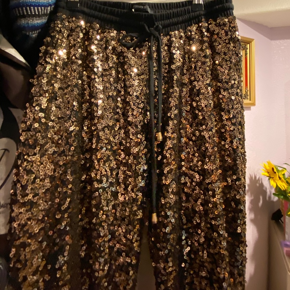 Gold Sequin Joggers
